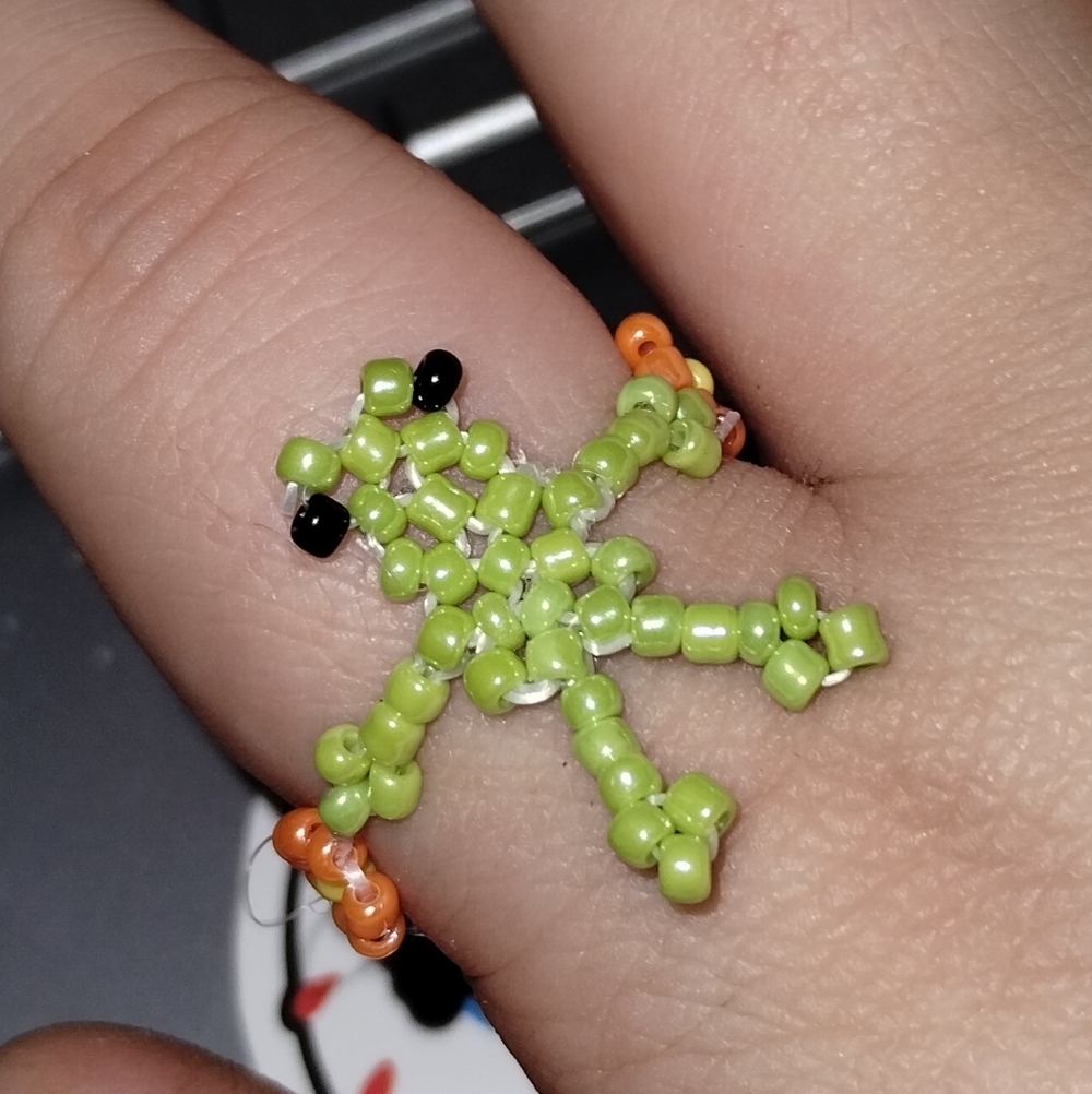 Frog Flower Beaded Custom Ring